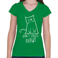 printfashion Don't stress - Női V-nyakú póló - Zöld