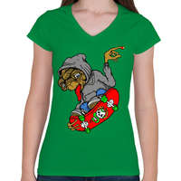 printfashion E.T. on the board - Női V-nyakú póló - Zöld
