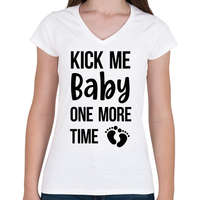 printfashion Kick me baby one more time - Kismama (fekete) - Női V-nyakú póló - Fehér