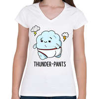 printfashion Thunder-pants - Női V-nyakú póló - Fehér