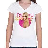 printfashion britney spears - Női V-nyakú póló - Fehér