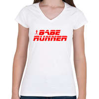 printfashion Babe Runner - Női V-nyakú póló - Fehér