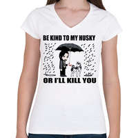 printfashion John Wick Husky - Női V-nyakú póló - Fehér