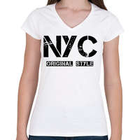 printfashion NYC ORIGINAL STYLE - Női V-nyakú póló - Fehér