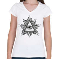 printfashion Illuminati - Női V-nyakú póló - Fehér