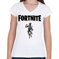 printfashion Fortnite Shadow Mecha Kitty - Női V-nyakú póló - Fehér