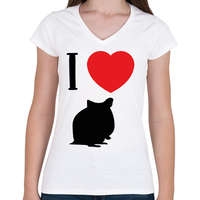 printfashion I love hamster (black) - Női V-nyakú póló - Fehér
