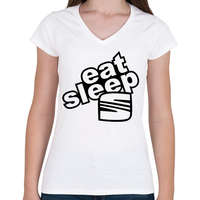 printfashion Eat Sleep Seat - Női V-nyakú póló - Fehér