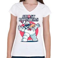 printfashion Ghost busters alien - Női V-nyakú póló - Fehér