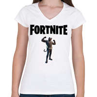 printfashion Fortnite Shadow Meowscles - Női V-nyakú póló - Fehér