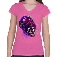 printfashion Vad zenék - Női V-nyakú póló - Rózsaszín