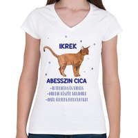 printfashion Ikrek - Abesszin cica - Női V-nyakú póló - Fehér