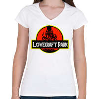 printfashion Lovecraft Park - Női V-nyakú póló - Fehér