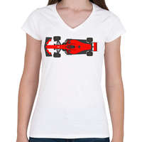 printfashion F1 Ferrari - Női V-nyakú póló - Fehér
