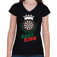 printfashion Dart King - Női V-nyakú póló - Fekete