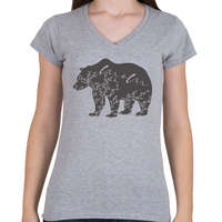printfashion Mom bear szürke - Női V-nyakú póló - Sport szürke