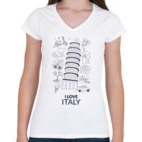printfashion I LOVE ITALY 1 - Női V-nyakú póló - Fehér