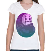 printfashion No-Face Spirit - Női V-nyakú póló - Fehér