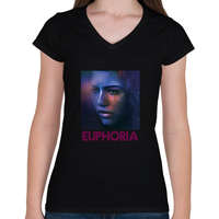 printfashion Euphoria - Női V-nyakú póló - Fekete