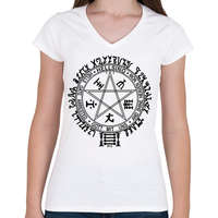 printfashion Hellsing logo - Női V-nyakú póló - Fehér