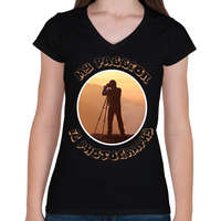 printfashion szenvedélyem a fényképezés - Női V-nyakú póló - Fekete