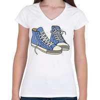 printfashion Converse Sneakers - Női V-nyakú póló - Fehér