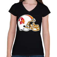 printfashion 80's Buccaneers Helmet - Női V-nyakú póló - Fekete