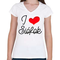 printfashion I love Siófok 2 - Női V-nyakú póló - Fehér