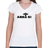 printfashion Area 51 - Női V-nyakú póló - Fehér