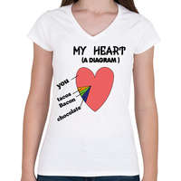 printfashion Heart diagram - Női V-nyakú póló - Fehér