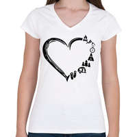printfashion outdoor szív - Női V-nyakú póló - Fehér