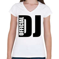 printfashion Official Dj - Női V-nyakú póló - Fehér