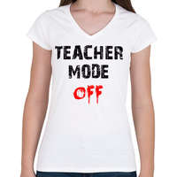 printfashion TANÁR MÓD KI - Női V-nyakú póló - Fehér