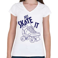 printfashion Just skate it - Női V-nyakú póló - Fehér