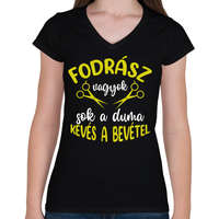 printfashion Fodrász vagyok, sok a duma - Női V-nyakú póló - Fekete