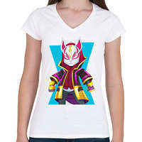 printfashion Fortnite skin - Női V-nyakú póló - Fehér