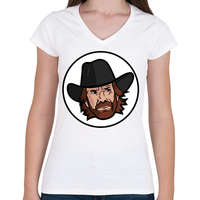 printfashion Chuck Norris - Női V-nyakú póló - Fehér