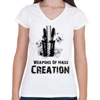 printfashion Weapons Of Mass Creation - Női V-nyakú póló - Fehér