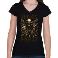 printfashion JUDAS PREIST - Női V-nyakú póló - Fekete
