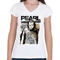 printfashion Pearl Jam - Női V-nyakú póló - Fehér