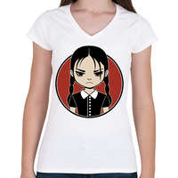 printfashion Wednesday - Addams Family - Női V-nyakú póló - Fehér