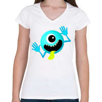 printfashion Alien - Női V-nyakú póló - Fehér