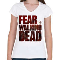 printfashion FEAR THE WALKING DEAD - Női V-nyakú póló - Fehér