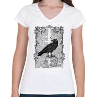 printfashion A Holló - Női V-nyakú póló - Fehér