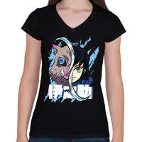 printfashion DS - Bora - Női V-nyakú póló - Fekete