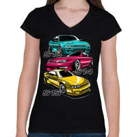 printfashion Nissan Silvia S13 S14 S15 - Női V-nyakú póló - Fekete