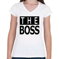 printfashion The Boss - Női V-nyakú póló - Fehér
