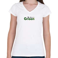 printfashion az én szivem zöld - Női V-nyakú póló - Fehér