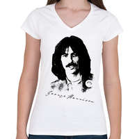 printfashion George Harrison - Női V-nyakú póló - Fehér