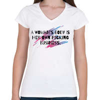 printfashion A woman's body - Női V-nyakú póló - Fehér
